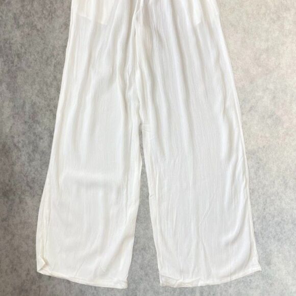 prAna Womens Swim Cover Up Size M White Wide Leg Jumpsuit Gauze Beach Swimwear - Picture 7 of 15